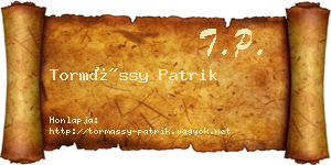 Tormássy Patrik névjegykártya